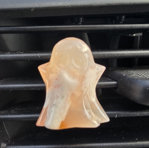 Flower Agate Ghost Crystal Vent Clip - Picture 1 of 3